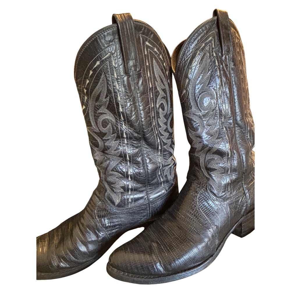 Dan Post Mens Black Lizard Skin Western Cowboy Boots 16830 10 D Pointed Toe